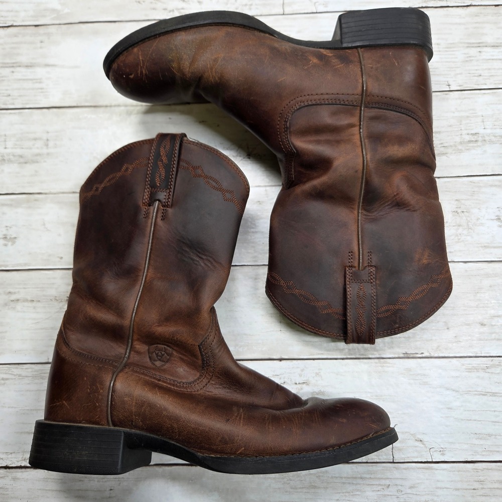 Ariat Heritage R-Toe Western Boots 10002284 Mens 8.5D Brown Leather Cowboy